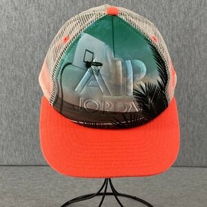 Jordan‎ Youth Tropical Palm Tree Basketball Mesh Trucker Hat Youth Orange Green